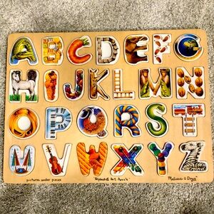 Melissa & Doug Wooden Alphabet Art Puzzle | Pictures Under Pieces